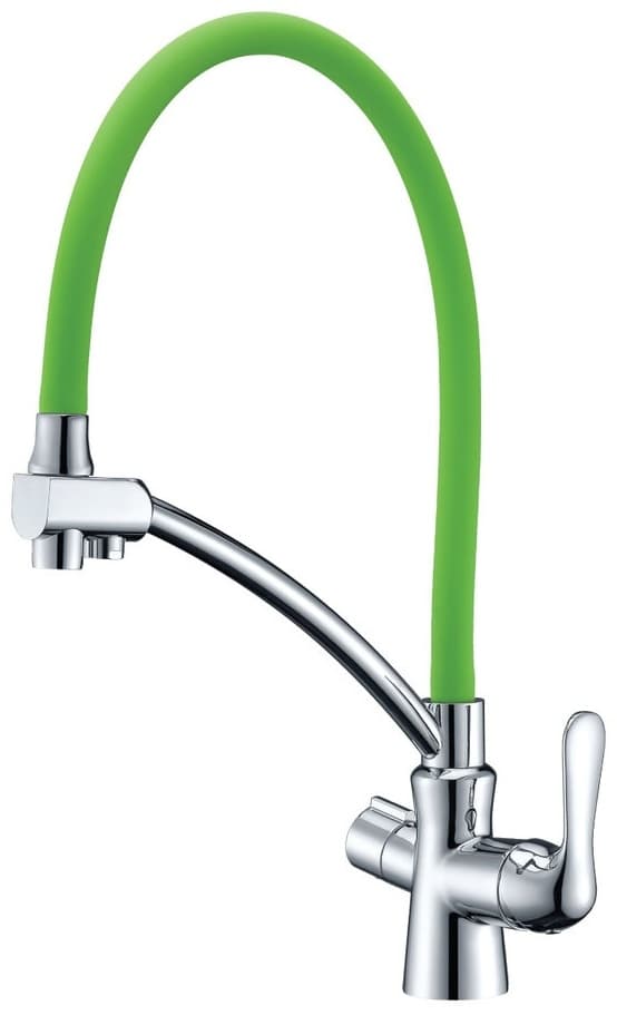 Смеситель с гибким изливом Lemark LM3070C, латунь, цвет зелёный, хром