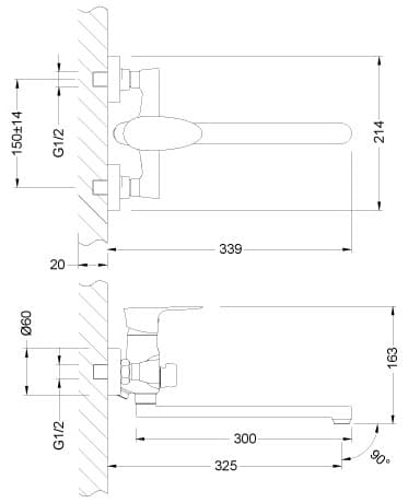 Смеситель для ванны Lemark LM0251C Неро, латунь, цвет хром