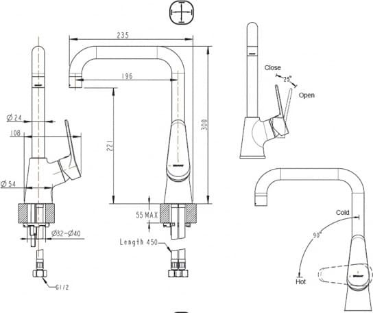 Смеситель для кухни (мойки) BRAVAT F7111147C-1 Eco, однозахватный