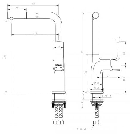 Смеситель для кухни (мойки) Lemark URSUS LM7205BLR, однозахватный