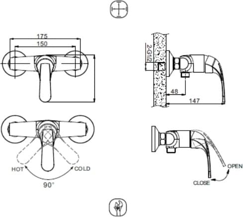 Смеситель для душа BRAVAT FIT F9135188CP-01, однозахватный