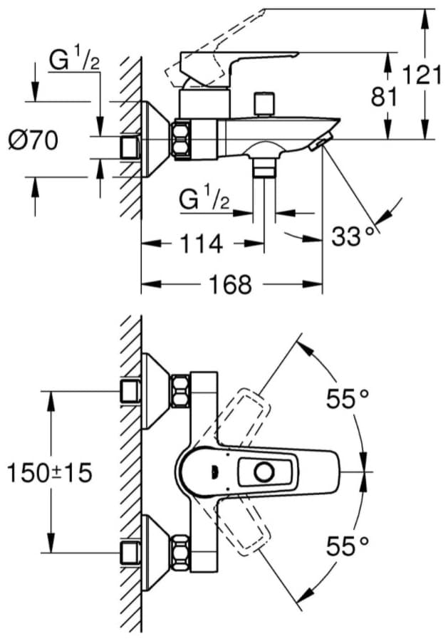 Смеситель для ванны Grohe 23602001 BauLoop, латунь, цвет хром