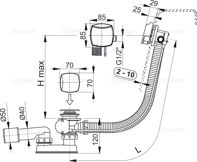 Сифон AlcaPlast A564CRM3 52 мм