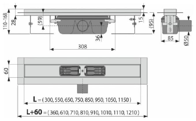 Alcaplast трап APZ6 (6 х 85 см)