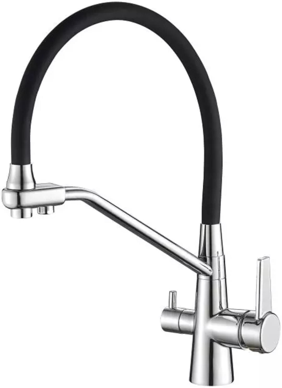 Смеситель с гибким изливом Haiba HB 76855, латунь, цвет черный, хром