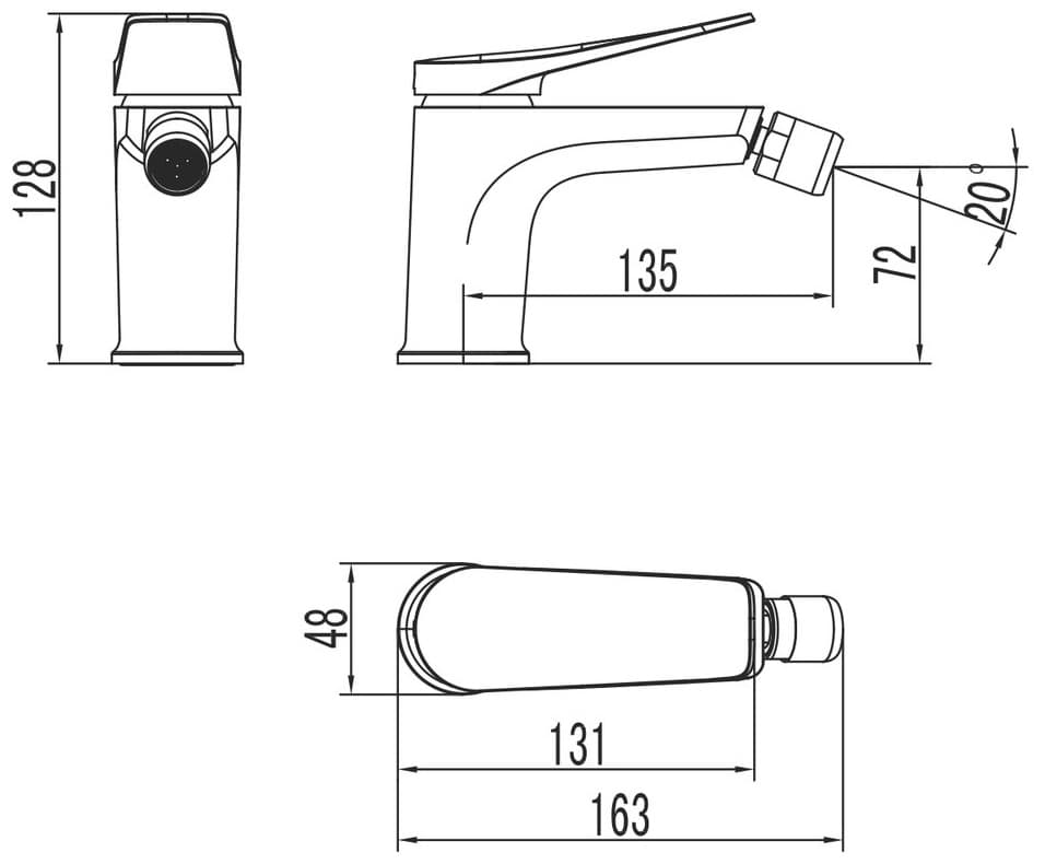 Смеситель для биде Lemark LM3708, латунь, цвет черный