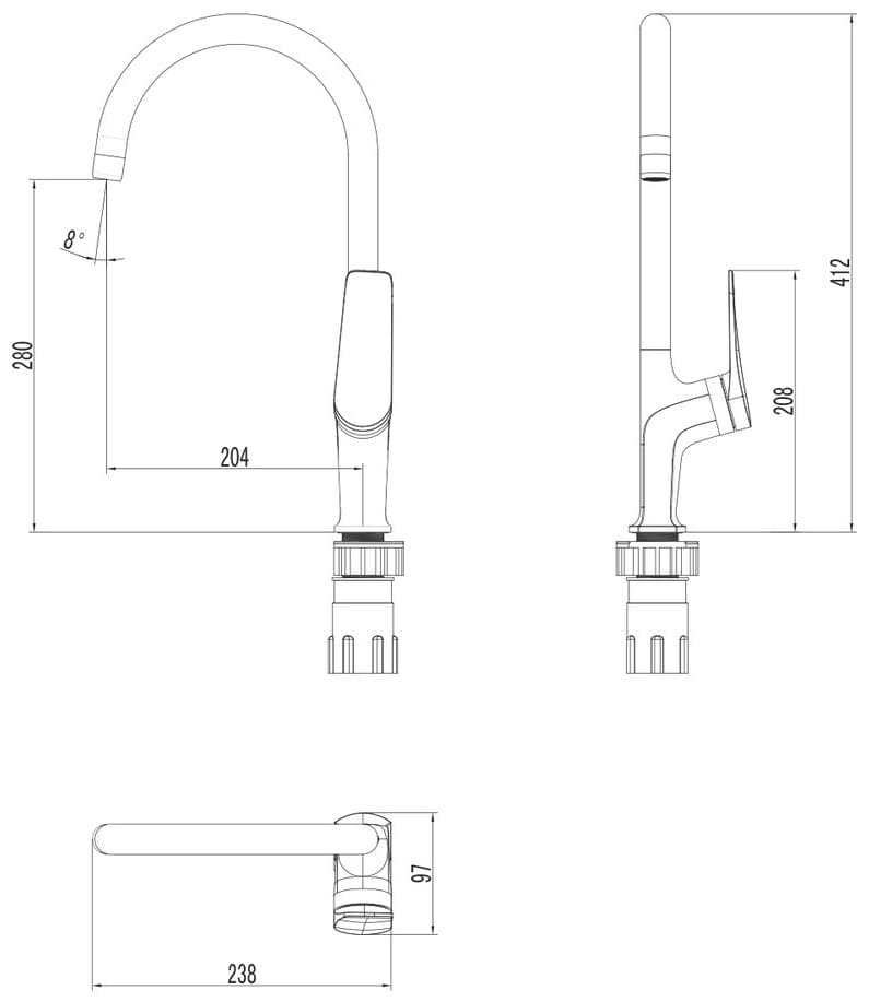 Смеситель для кухни Lemark LM3705, латунь, цвет золотой, черный