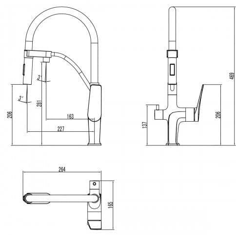 Смеситель с гибким изливом Lemark LM3074C, латунь, цвет синий, хром