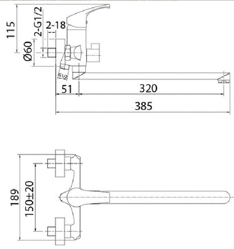 Смеситель для ванны с душем BRAVAT F6121179CP-01L BRAVAT REAL, однозахватный
