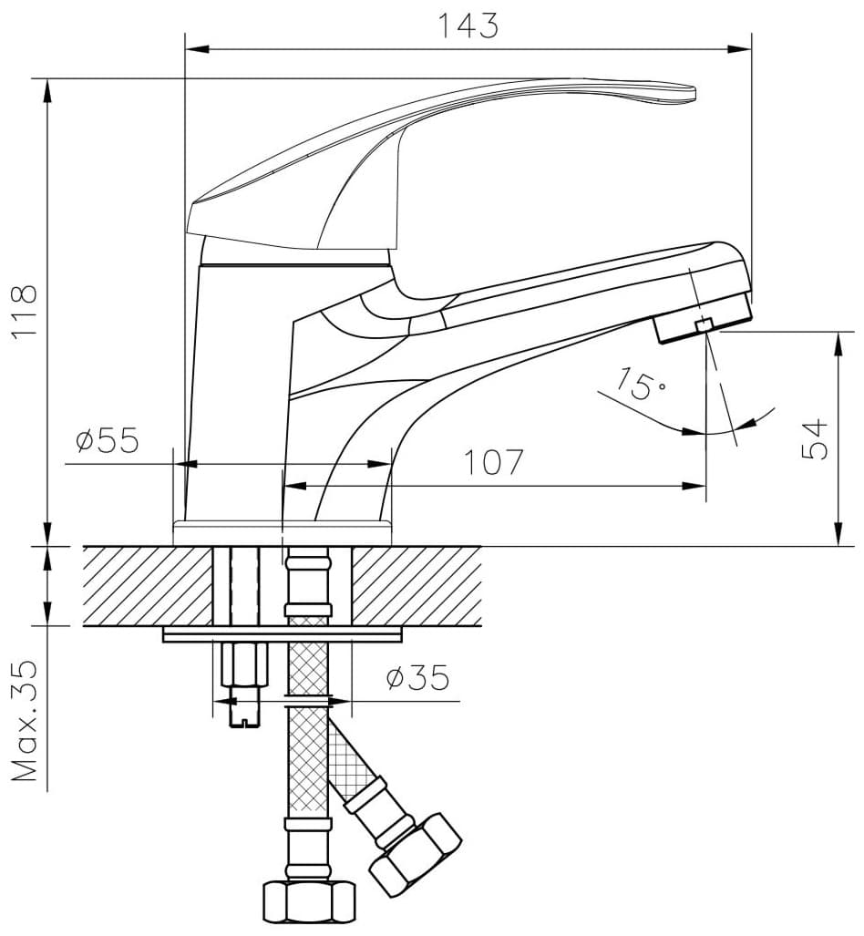 Смеситель для раковины (умывальника) DecoRoom DR71011, однозахватный