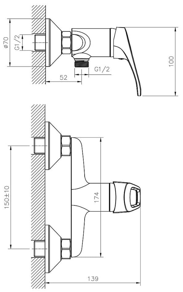 Смеситель для ванны DecoRoom DR21056, латунь, цвет хром