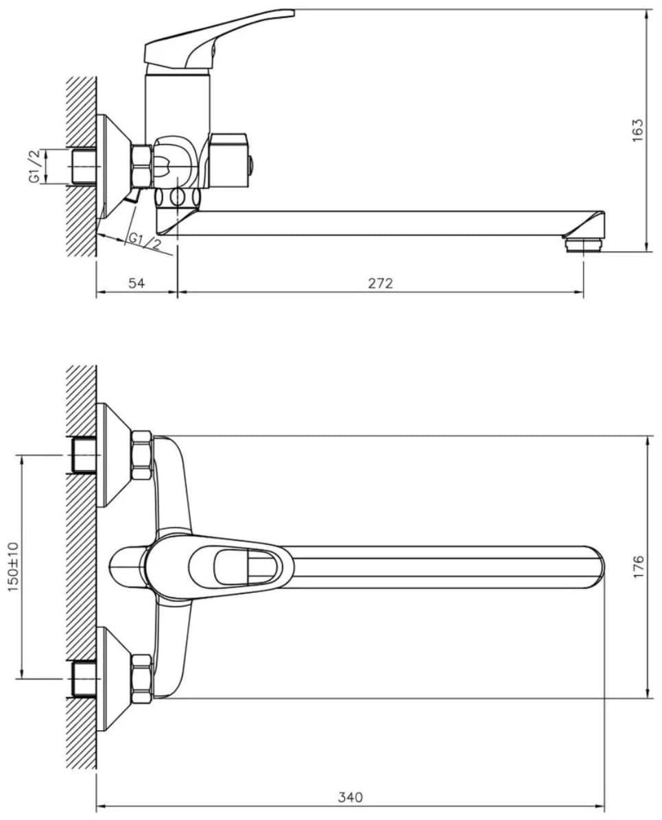 Смеситель для ванны DecoRoom DR21043, латунь, цвет хром
