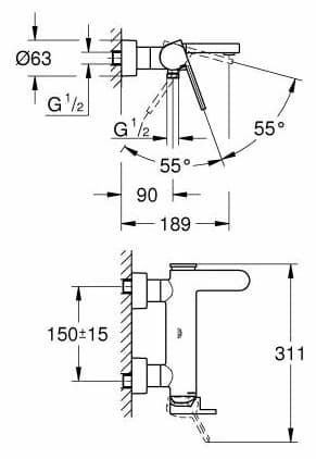Смеситель для ванны Grohe 33553003, однозахватный