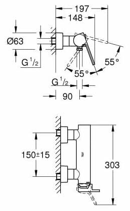 Смеситель для душа Grohe 33577003, однозахватный