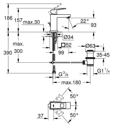 Смеситель для раковины (умывальника) Grohe Eurocube S-Size 2312700E однозахватный