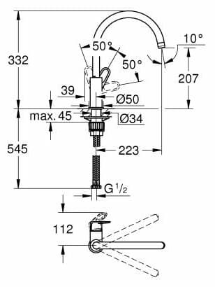 Смеситель для кухни (мойки) Grohe BAUFLOW 31230001 однозахватный