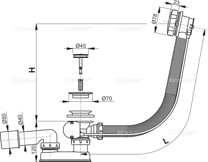 Сифон Alcaplast A55 50 мм