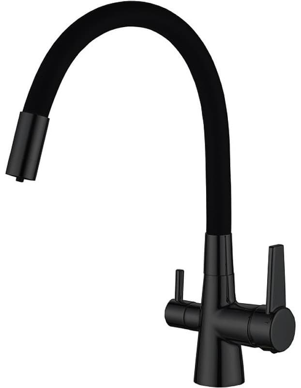 Смеситель с гибким изливом Haiba НВ 76859-7, латунь, цвет черный