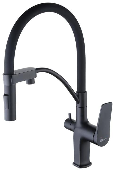 Смеситель с гибким изливом Lemark Bronx LM3761BL, латунь, цвет черный