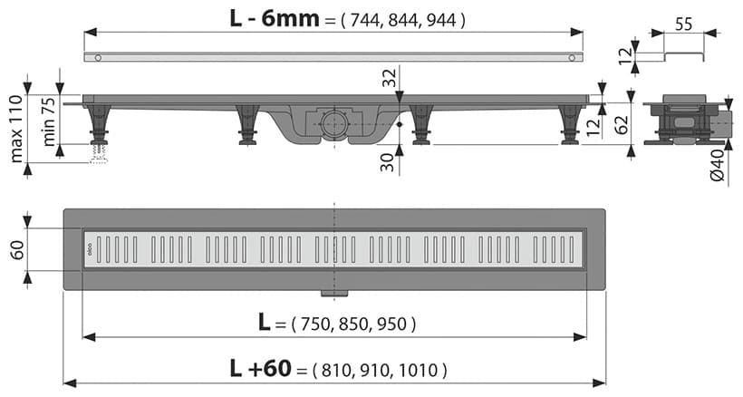 Alcaplast трап APZ10-950M (6х95 см)