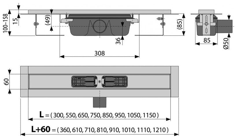 Alcaplast трап APZ1-750 6 х 75 см