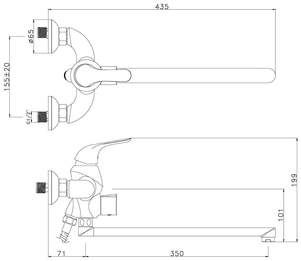Смеситель для ванны Lemark LM5451BG, латунь, цвет золотой, черный