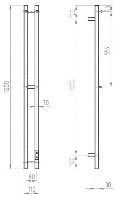 Полотенцесушитель электрический Двин X-2 Plaza neo, I-образный 8x120 см