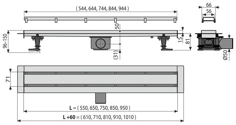 Alcaplast трап APZ13-DOUBLE9-750 (7.1х75 см)