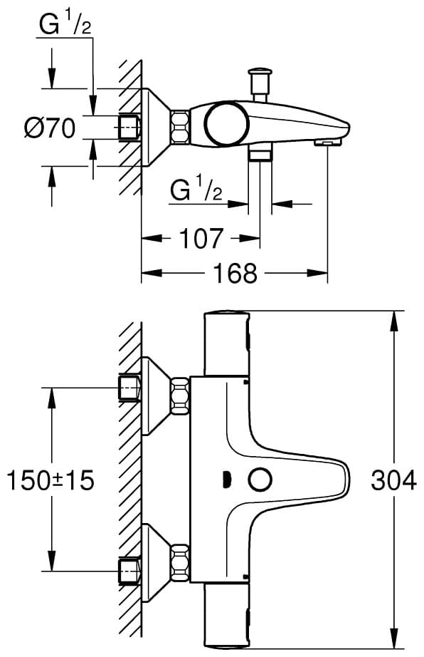 Смеситель для ванны с душем Grohe Precision 345982430, однозахватный