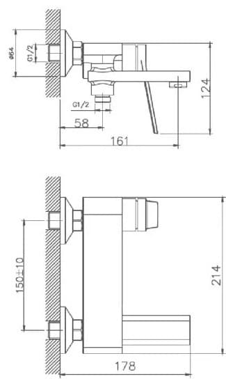 Смеситель для ванны Haiba HB60572, однозахватный