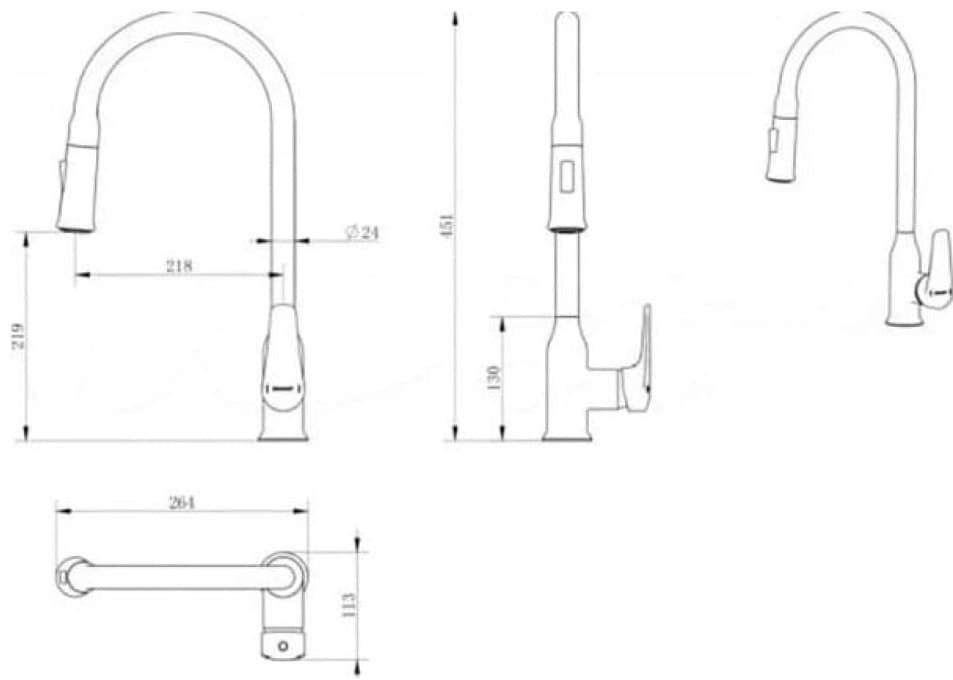 Смеситель с гибким изливом Haiba HB73816-7, латунь, цвет черный