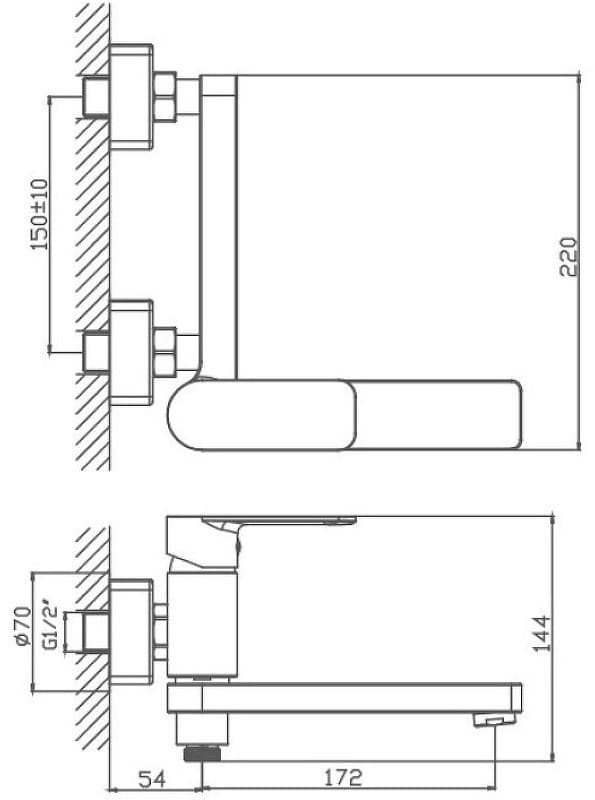 Смеситель для ванны Haiba HB60617, латунь, цвет хром