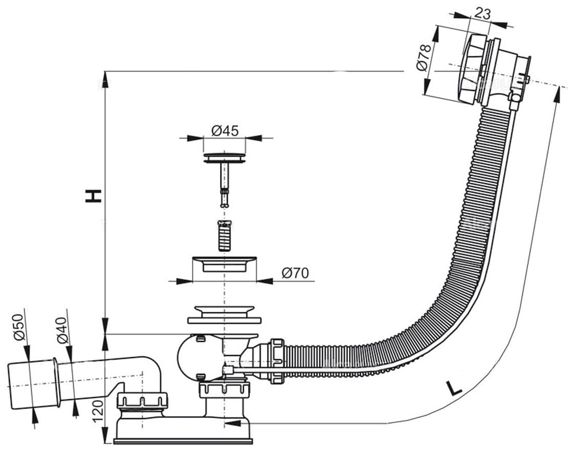 Сифон Alca A55K-80 52 мм