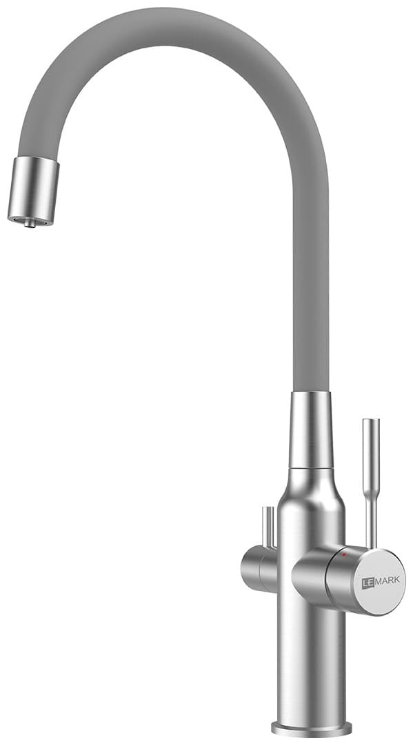 Смеситель с гибким изливом Lemark LM5083S-BlackWH, латунь, цвет черный