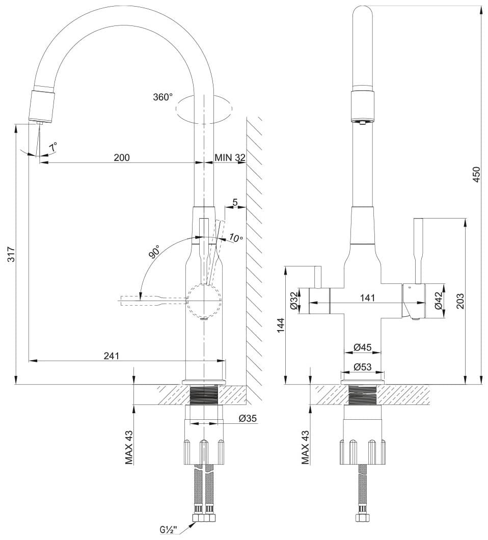 Смеситель с гибким изливом Lemark LM5083S-Gray, латунь, цвет серый