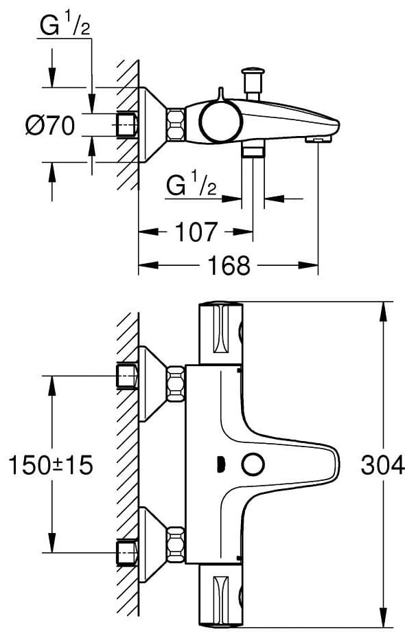 Смеситель для ванны с душем Grohe 34567000-WH, двухзахватный
