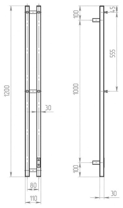 Полотенцесушитель электрический Двин X-2 neo 4657795059919, I-образный 8x120 см