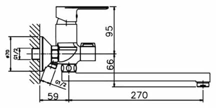 Смеситель для ванны Haiba HB22505-3, латунь, цвет графит