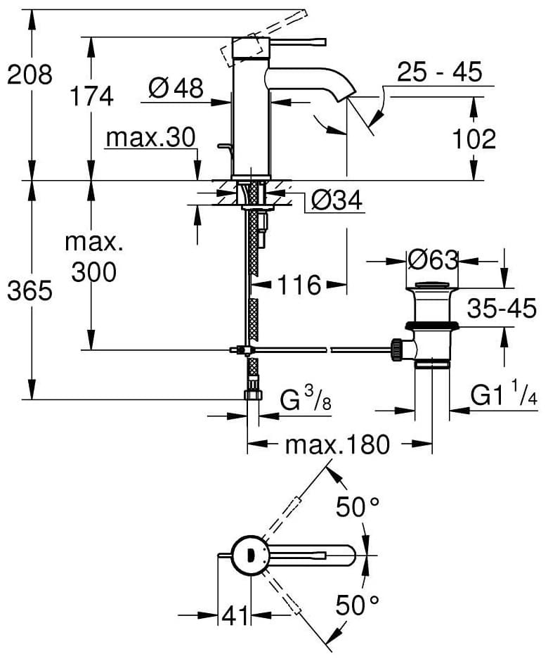 Смеситель для раковины (умывальника) Grohe Essence New OHM 23589001, однозахватный