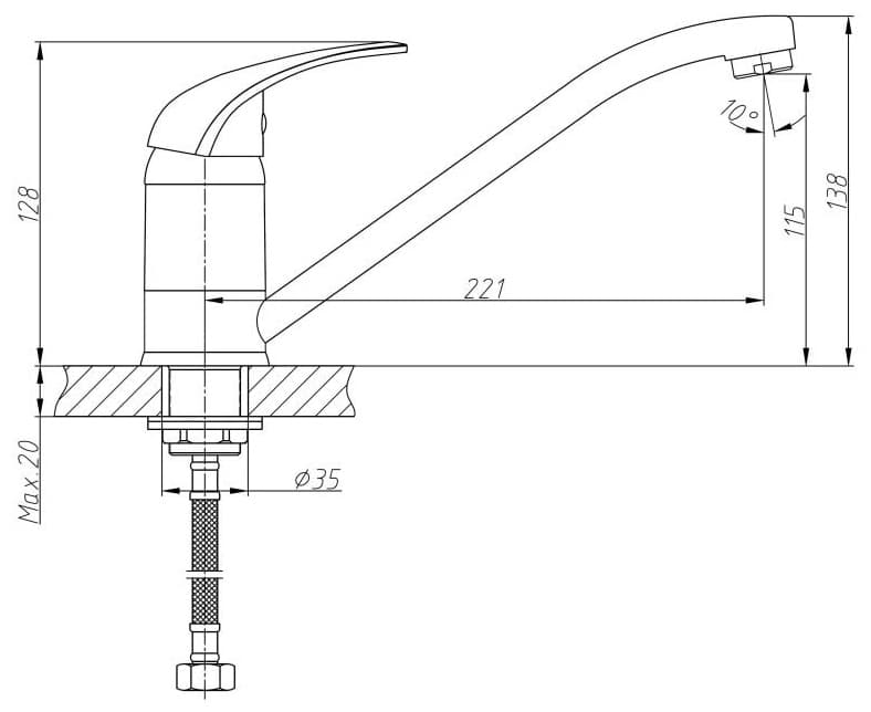 Смеситель для кухни Haiba HB4903, латунь, цвет хром