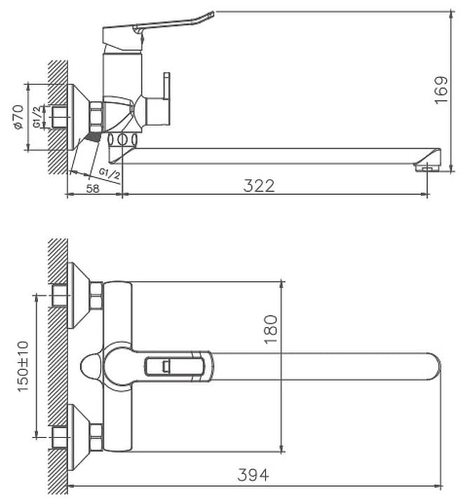 Смеситель для ванны Haiba HB22556, латунь, цвет хром