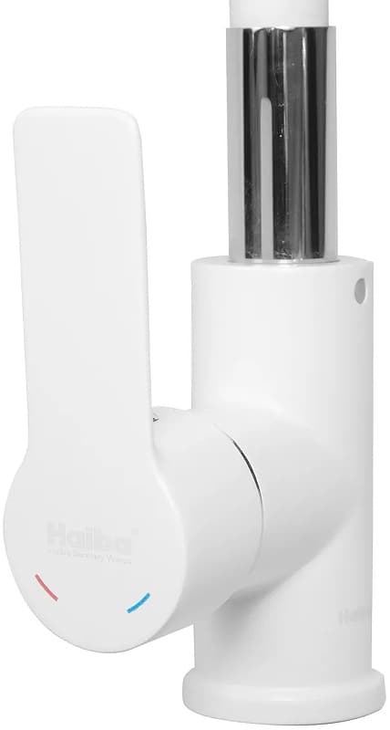 Смеситель с гибким изливом Haiba HB70113-8, латунь, цвет белый