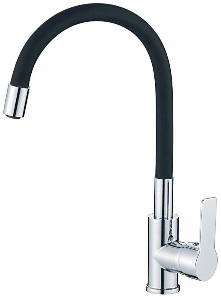 Смеситель с гибким изливом Haiba HB70112-7, латунь, цвет черный, хром