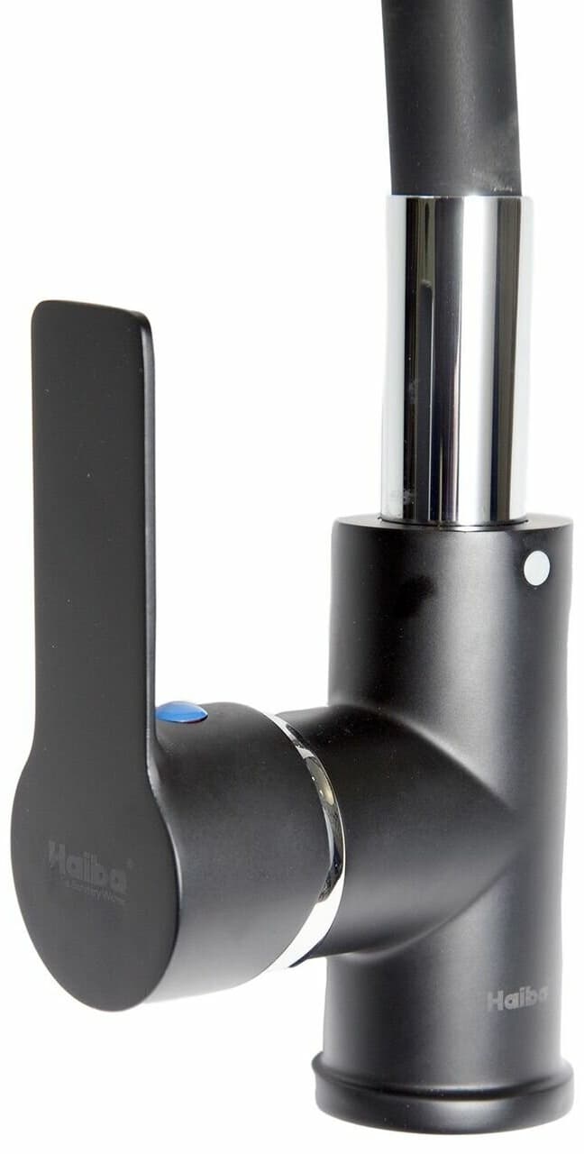Смеситель с гибким изливом Haiba HB70113-7, латунь, цвет черный