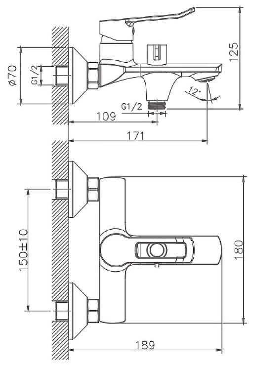 Смеситель для ванны Haiba HB60556, латунь, цвет хром