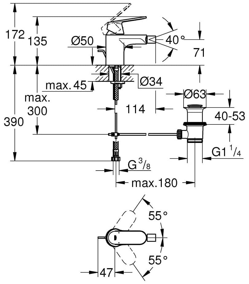 Смеситель для биде Grohe Eurosmart Cosmopolitan 32839000, латунь, цвет хром