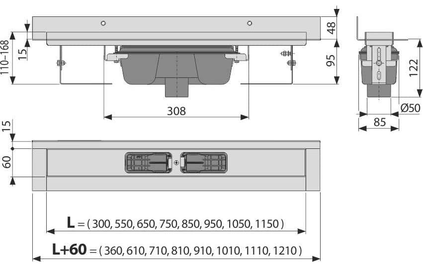 Alcaplast трап APZ1016-1050 (6х93 см)
