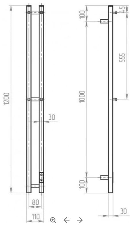 Полотенцесушитель электрический Двин X-2 Plaza Neo 120/8 золотой матовый, I-образный 8x120 см