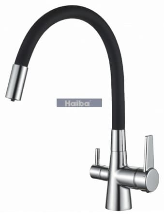Смеситель для кухни Haiba HB76858-7, латунь, цвет черный, хром
