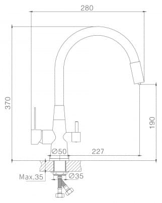 Смеситель для кухни Haiba HB76858-7, латунь, цвет черный, хром